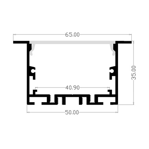 1M A6535 ALUMINIUM EXTRUSION DEEP RECESS MOUNT KIT - LEDLIGHTMELBOURNE