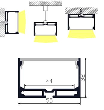 1M A5532 BLACK EXTRUSION DEEP SURFACE MOUNT KIT - LEDLIGHTMELBOURNE