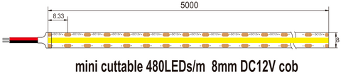 1M DC12V 12W DOT FREE COB LED STRIP IP20 (6K)