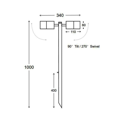 DOUBLE ADJUSTABLE MR16 LED STAINLESS STEEL GARGEN SPIKE (DAY LIGHT)