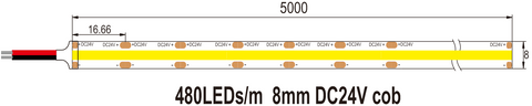 1M DC24V 8W NW DOT FREE COB LED STRIP IP20 (3K/4K)