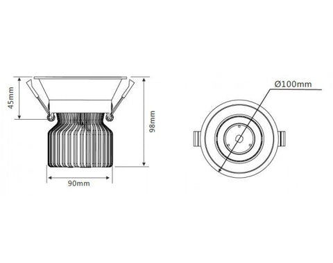 13W 90MM CUTOUT FRAMELESS COB LED DOWNLIGHT (DL9530-BLK) - LEDLIGHTMELBOURNE