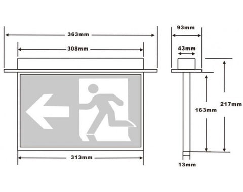 SLIM RECESSED BLADE TYPE LED EXIT LIGHT 24M (SP-2002) - LEDLIGHTMELBOURNE