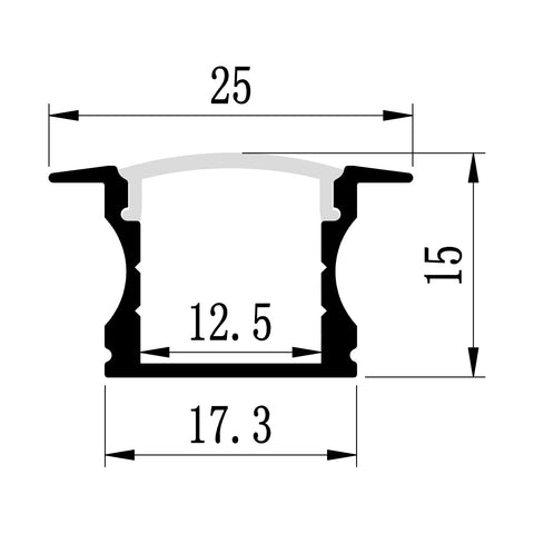 1M A003 BLACK EXTRUSION RECESSED MOUNT KIT - LEDLIGHTMELBOURNE