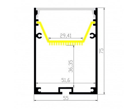 1M A5575 ALUMINIUM SUSPENSION / SURFACE MOUNT - LEDLIGHTMELBOURNE