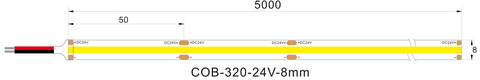 5M DC24V 8W DOT FREE COB LED STRIP IP20 (3K/4K)