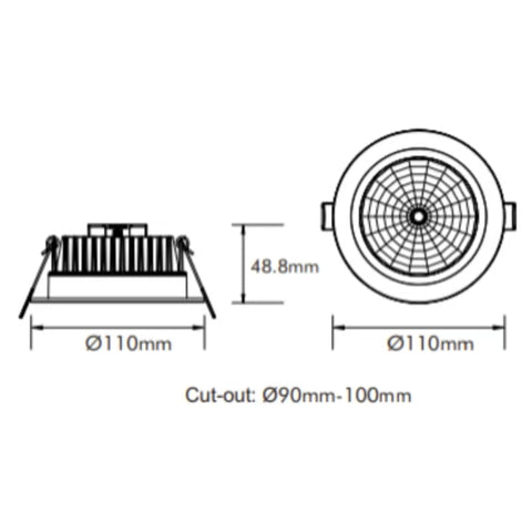13W 90MM CUTOUT EXTERNAL DRIVER LED DOWNLIGHT (DL1755-TC)