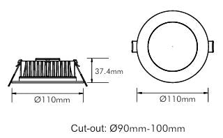 10W 90MM CUTOUT SMART CONTROL (DL1132-BLK-TC)