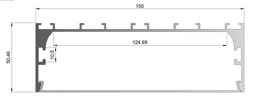 1M A1505 ALUMINIUM EXTRUSION WIDE SURFACE MOUNT KIT