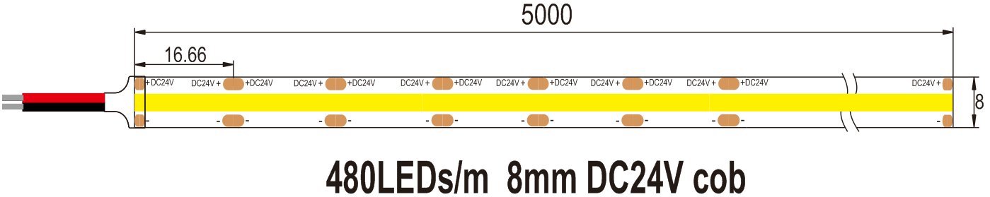 1M DC24V 12W DOT FREE COB LED STRIP IP20 (3K/4K/6K)