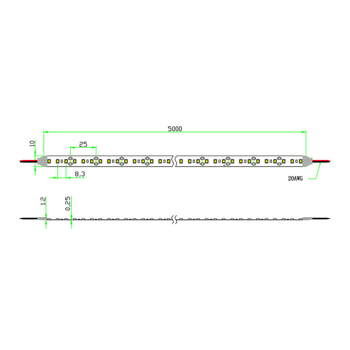 5M DC12V 6W 120 CHIPS IP20 LED STRIP (55K)
