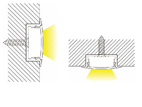 1M A013 ALUMINIUM EXTRUSION WIDE FLUSH MOUNT KIT - LEDLIGHTMELBOURNE