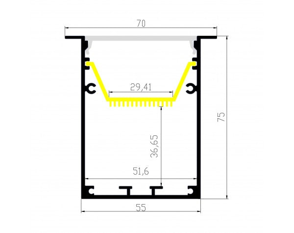 1M A7075 ALUMINIUM EXTRUSION DEEP RECESS MOUNT KIT - LEDLIGHTMELBOURNE